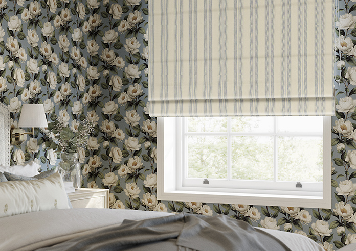 Trellis Prints, Noble Stripe Raffs Blue - Twist&Fit Roman Blind - Image 5